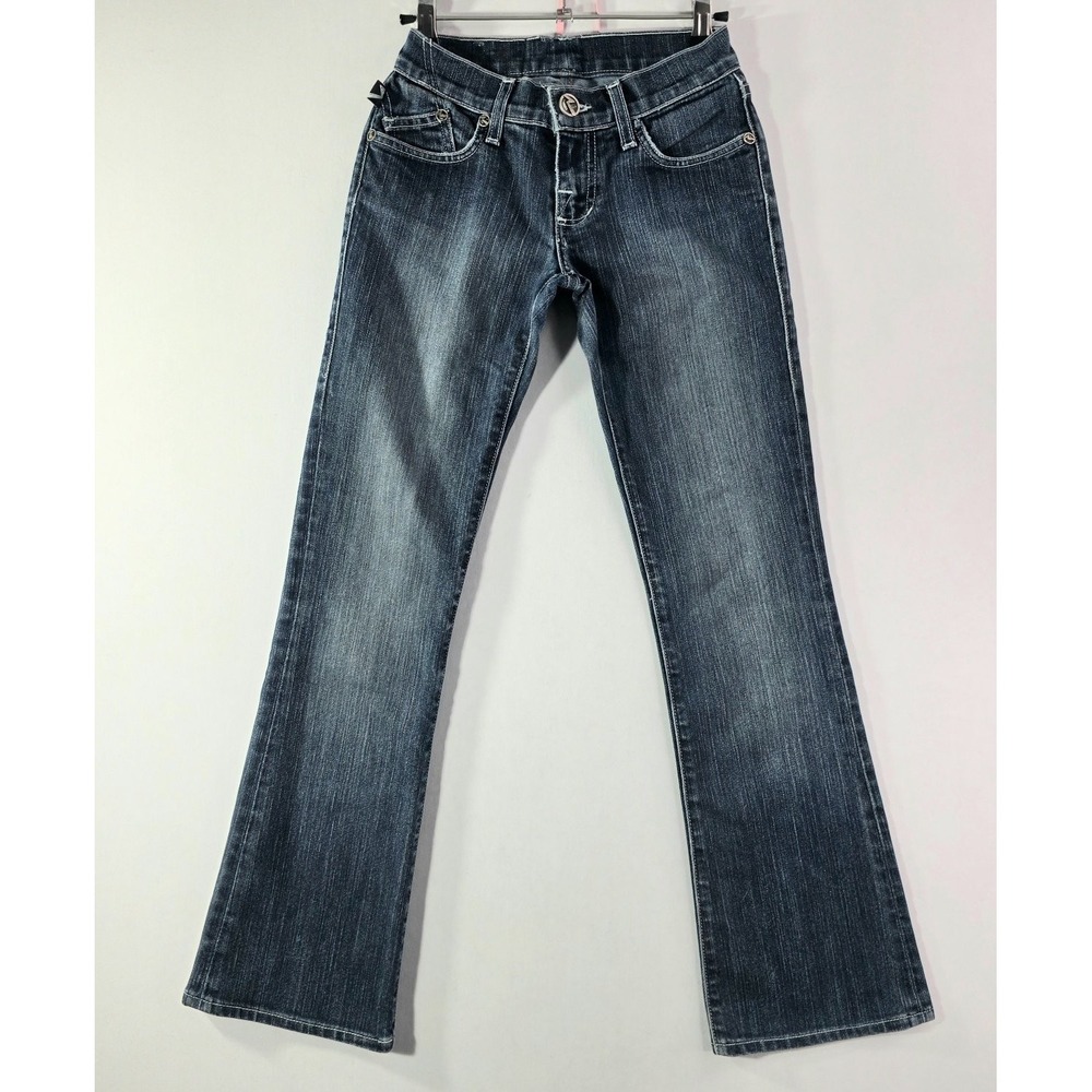 Rock & Republic Bootcut Jeans Womens Size 25 Dark Blue Denim Rhinestone